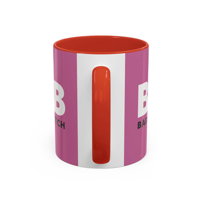 BAB – Bad Ass Bitch Accent Coffee Mug — Pink Heart Design (11/15 oz)