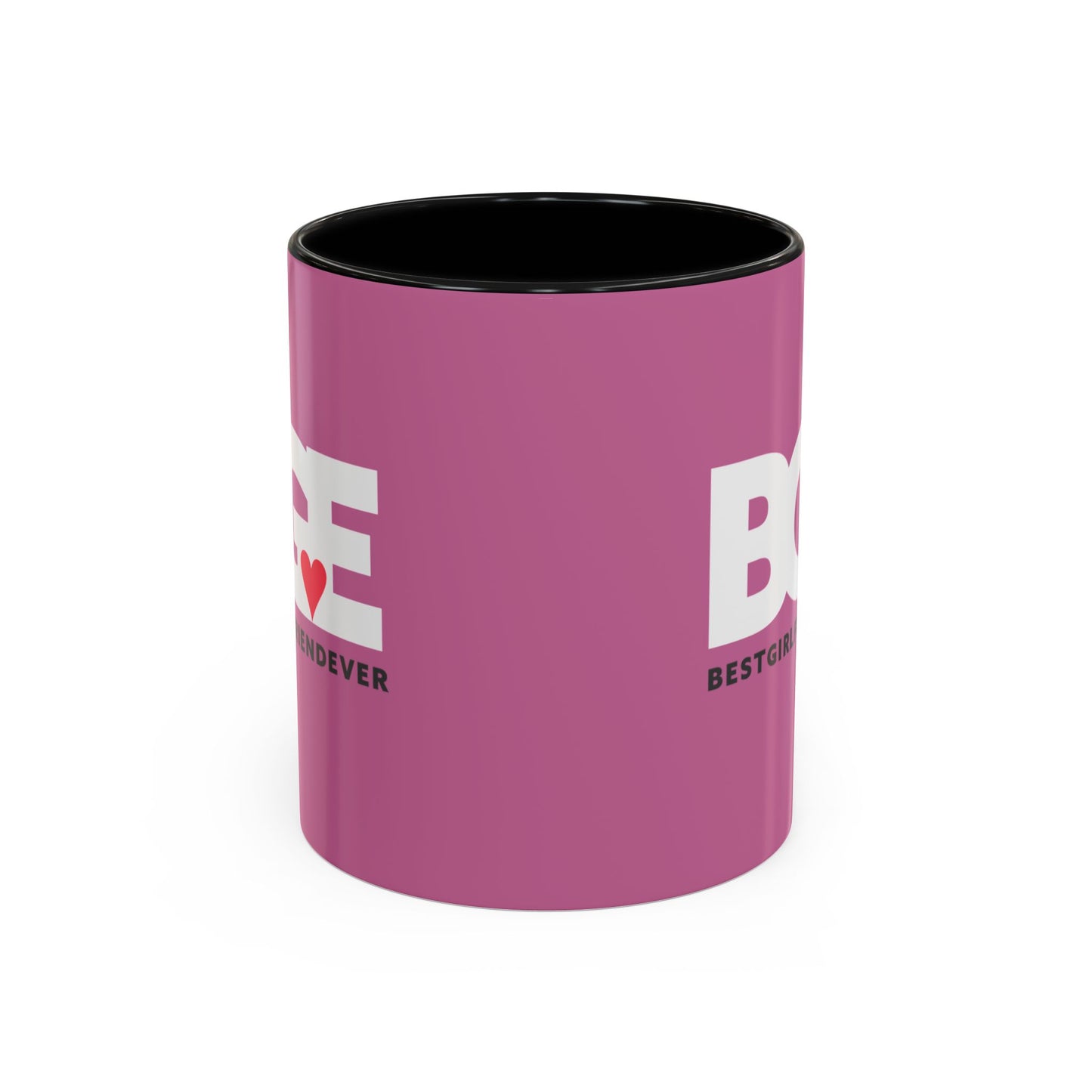 BGE – Best Girlfriend Ever Coffee Mug — Pink Heart Design (11/15 oz)