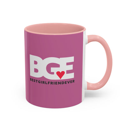 BGE – Best Girlfriend Ever Coffee Mug — Pink Heart Design (11/15 oz)