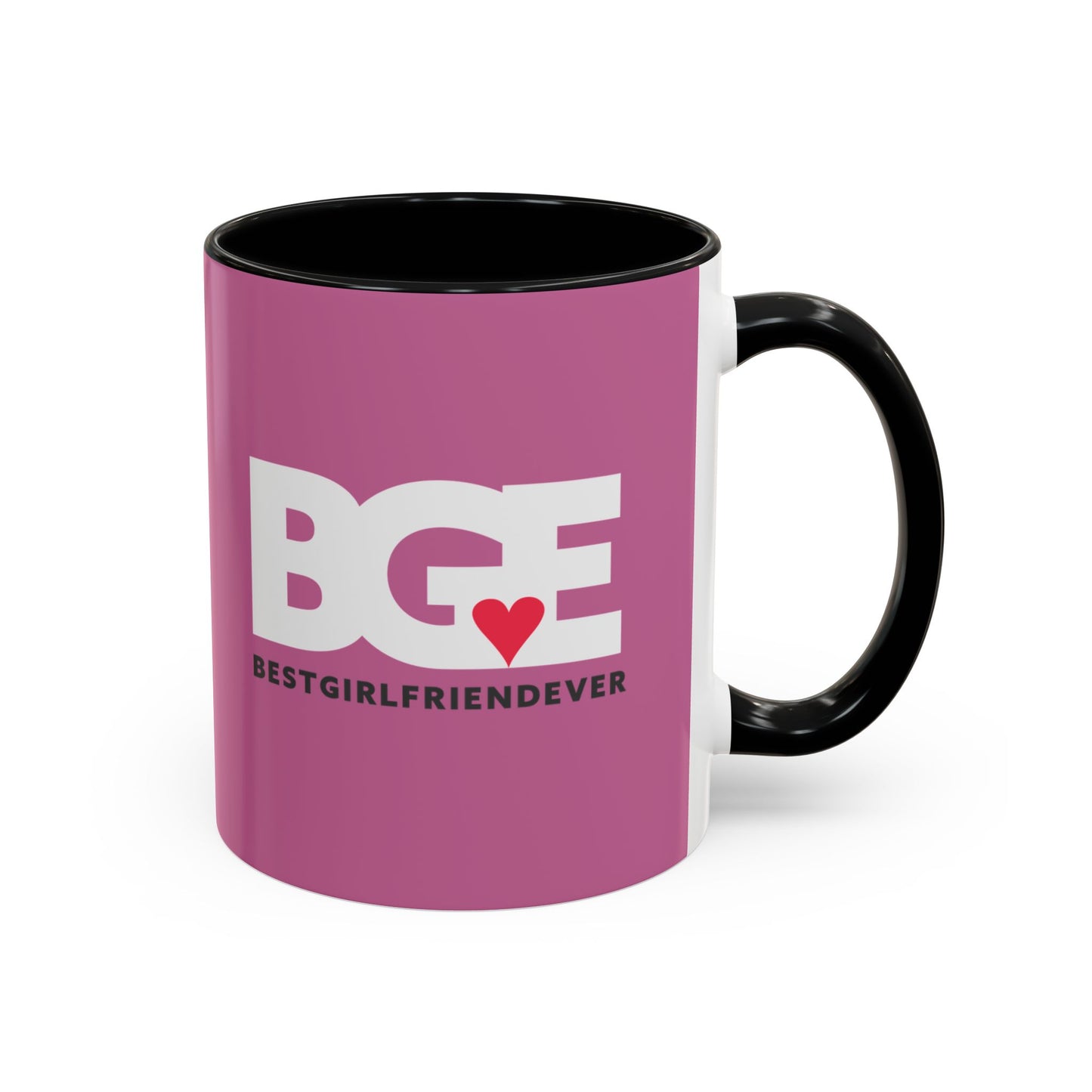 BGE – Best Girlfriend Ever Coffee Mug — Pink Heart Design (11/15 oz)