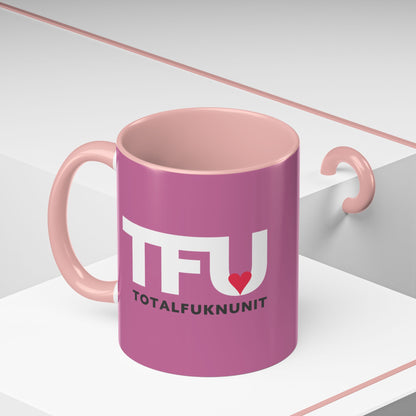 TFU – Total Fukn Unit Accent Coffee Mug — Pink Heart Design (11/15 oz)