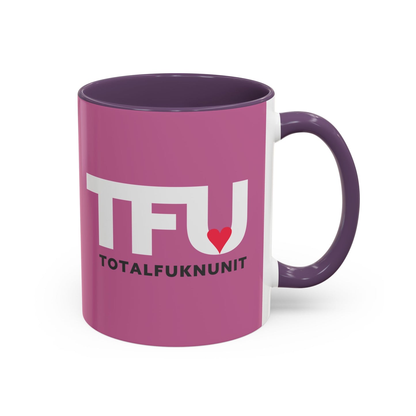 TFU – Total Fukn Unit Accent Coffee Mug — Pink Heart Design (11/15 oz)