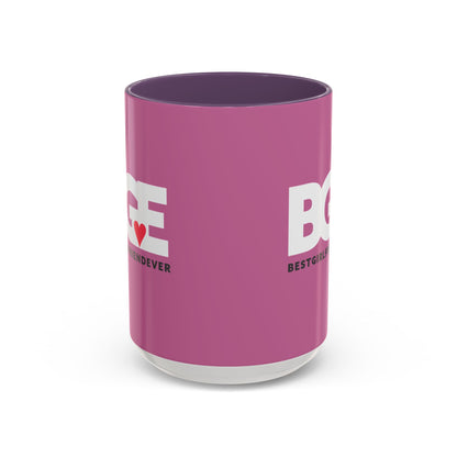 BGE – Best Girlfriend Ever Coffee Mug — Pink Heart Design (11/15 oz)