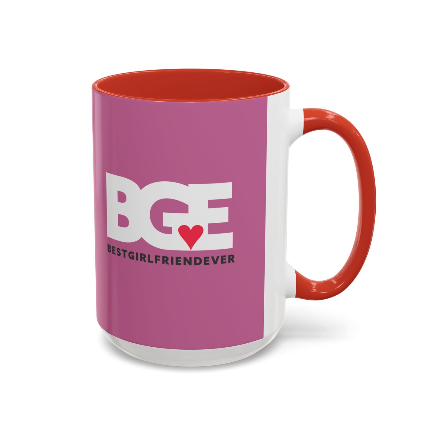 BGE – Best Girlfriend Ever Coffee Mug — Pink Heart Design (11/15 oz)