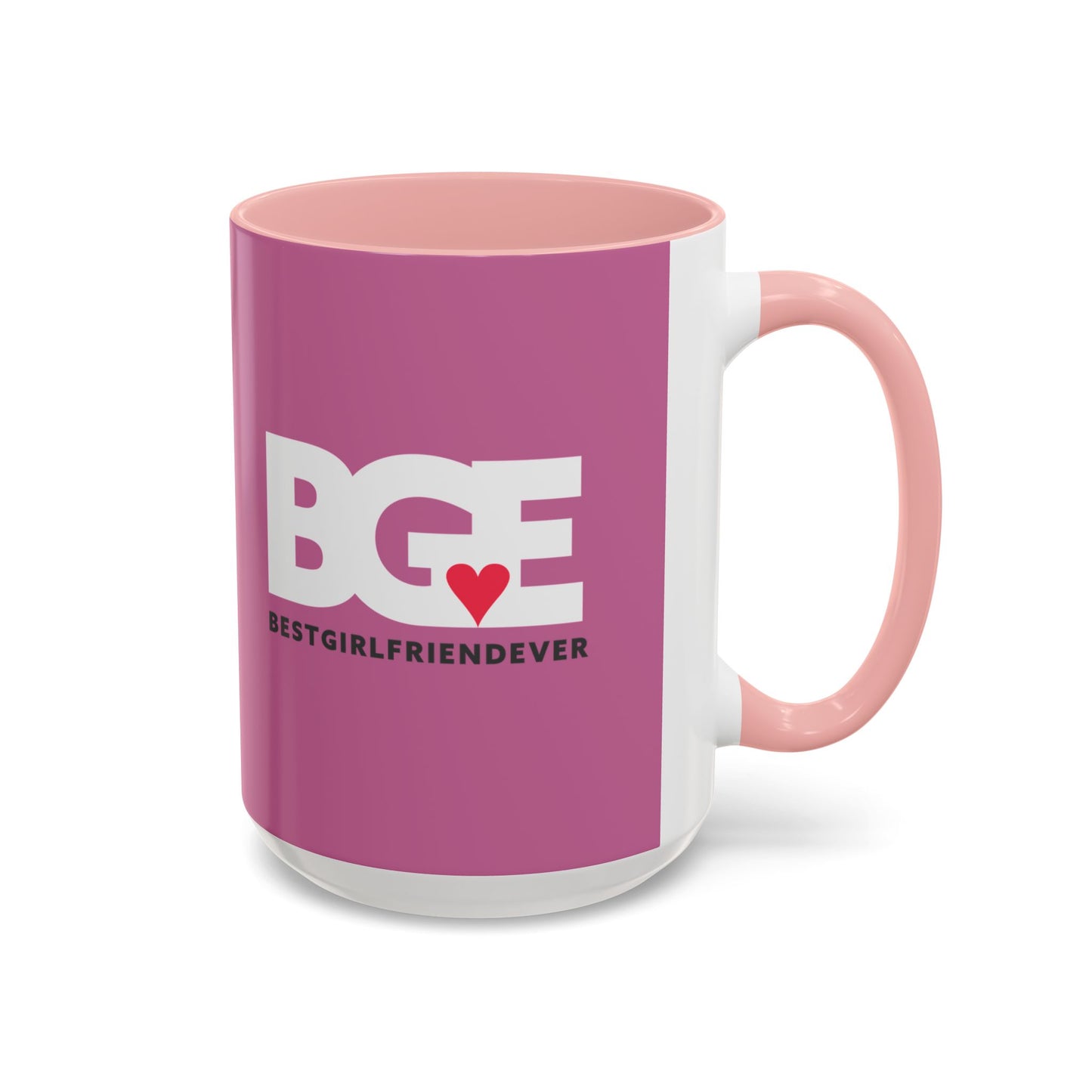 BGE – Best Girlfriend Ever Coffee Mug — Pink Heart Design (11/15 oz)
