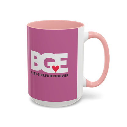 BGE – Best Girlfriend Ever Coffee Mug — Pink Heart Design (11/15 oz)