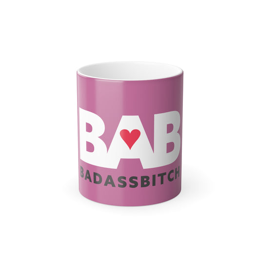 BAB – Bad Ass Bitch Color Changing Mug — 11oz Pink Heart Design