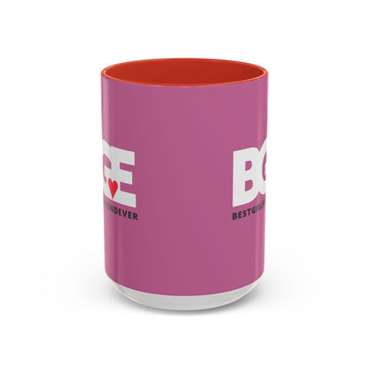 BGE – Best Girlfriend Ever Coffee Mug — Pink Heart Design (11/15 oz)