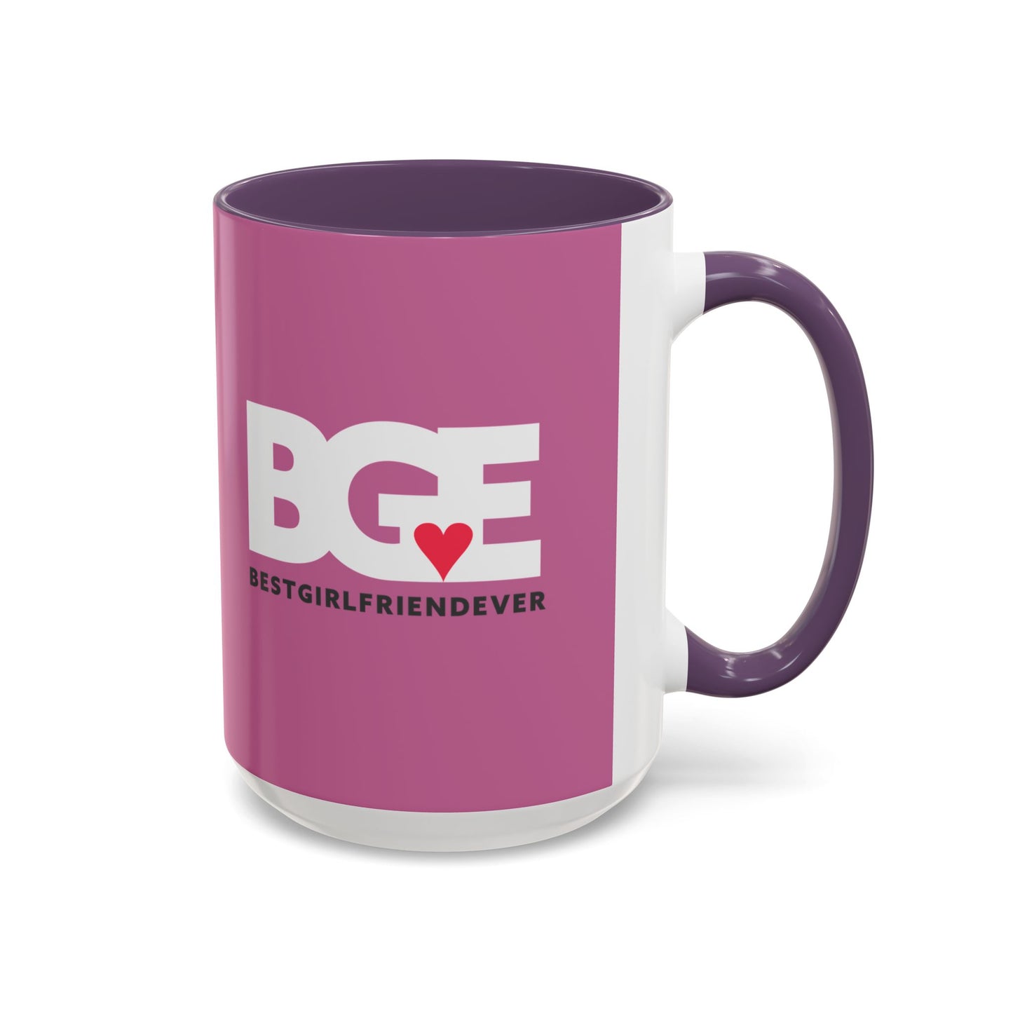BGE – Best Girlfriend Ever Coffee Mug — Pink Heart Design (11/15 oz)