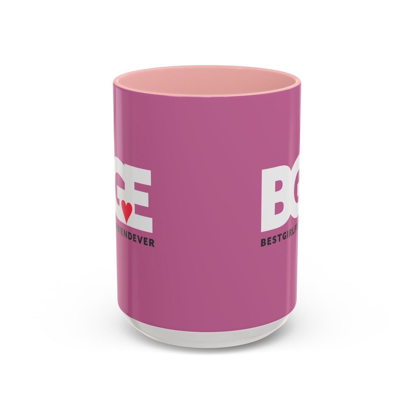 BGE – Best Girlfriend Ever Coffee Mug — Pink Heart Design (11/15 oz)
