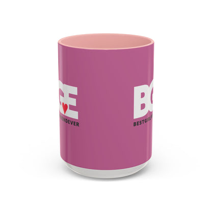 BGE – Best Girlfriend Ever Coffee Mug — Pink Heart Design (11/15 oz)