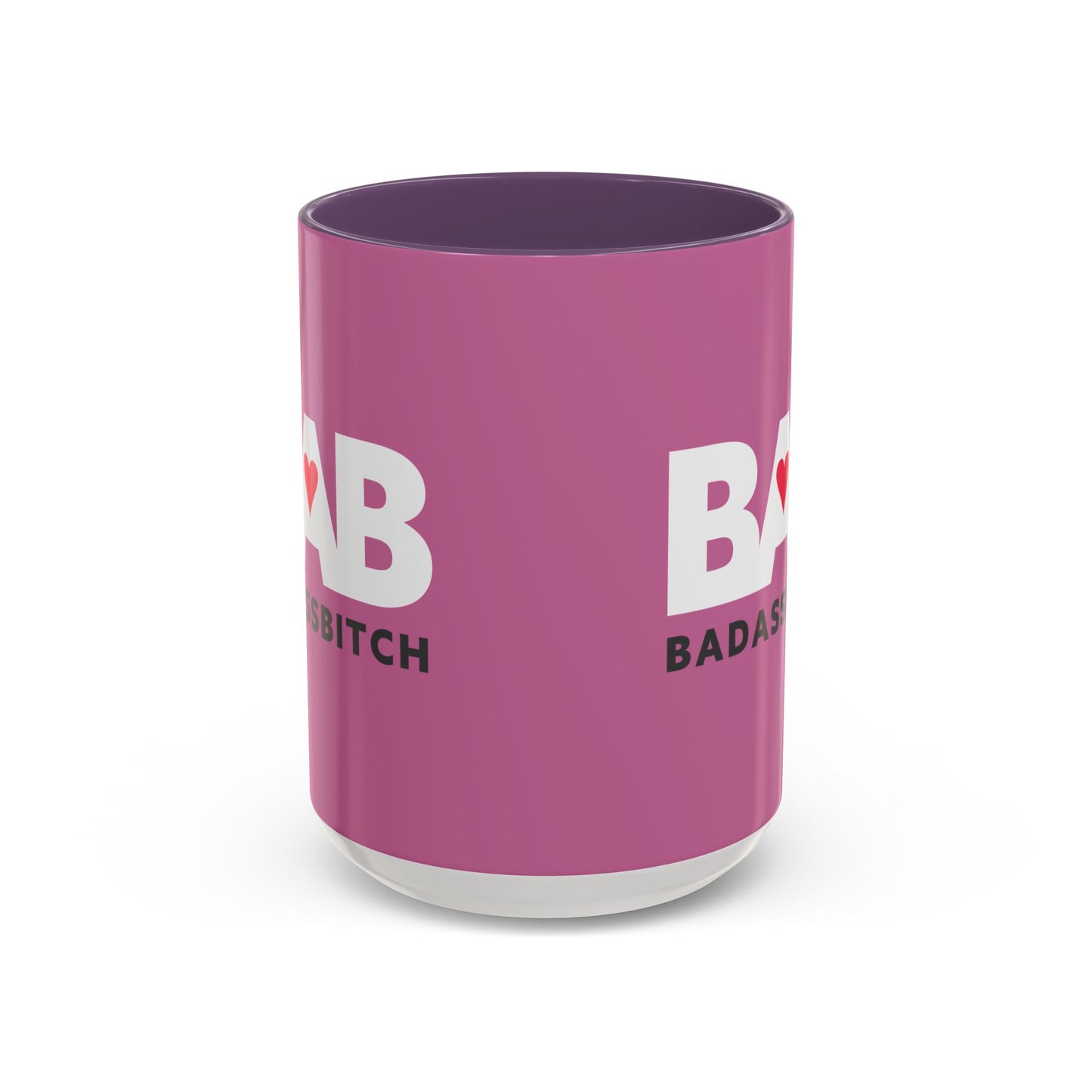 BAB – Bad Ass Bitch Accent Coffee Mug — Pink Heart Design (11/15 oz)
