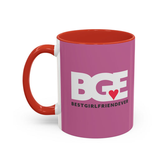 BGE – Best Girlfriend Ever Coffee Mug — Pink Heart Design (11/15 oz)