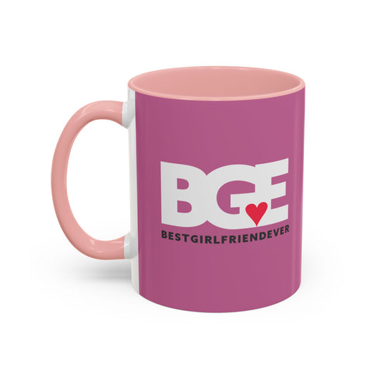 BGE – Best Girlfriend Ever Coffee Mug — Pink Heart Design (11/15 oz)