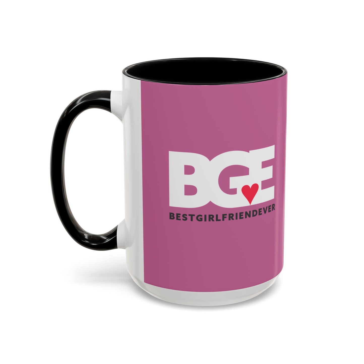 BGE – Best Girlfriend Ever Coffee Mug — Pink Heart Design (11/15 oz)