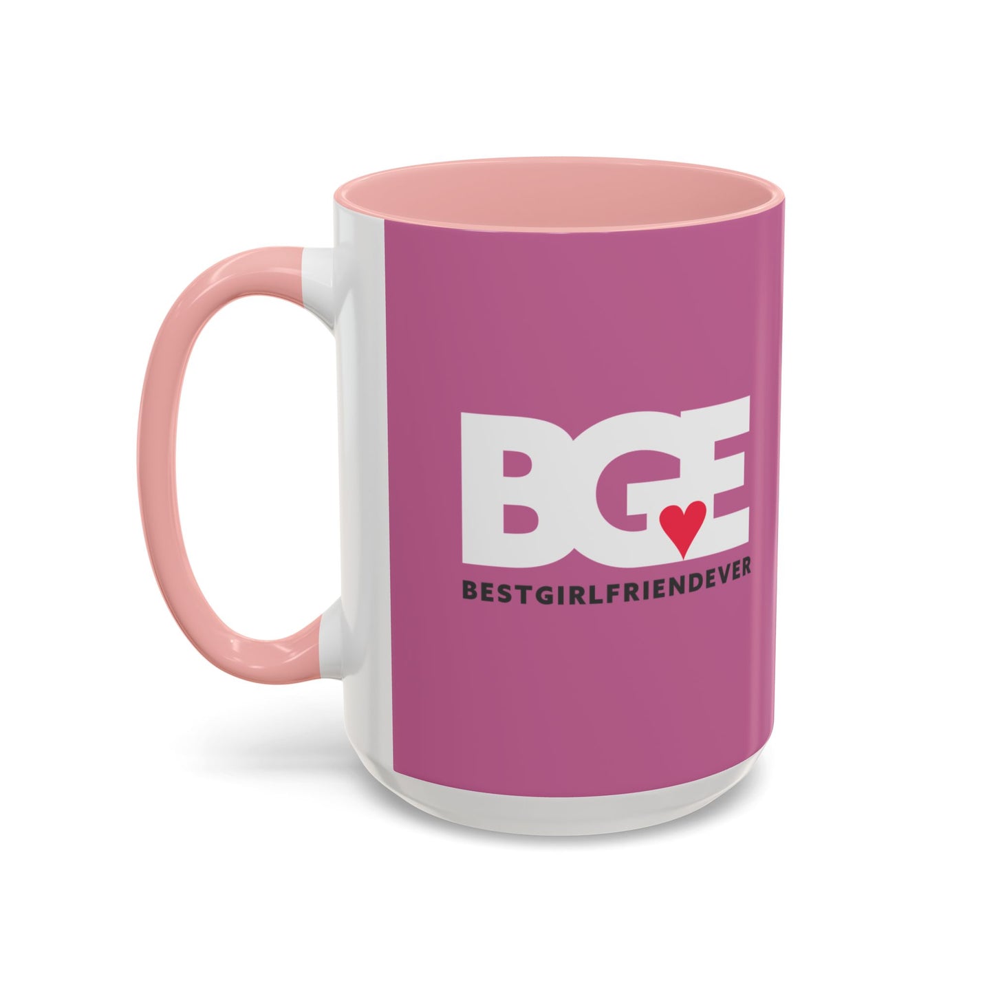 BGE – Best Girlfriend Ever Coffee Mug — Pink Heart Design (11/15 oz)