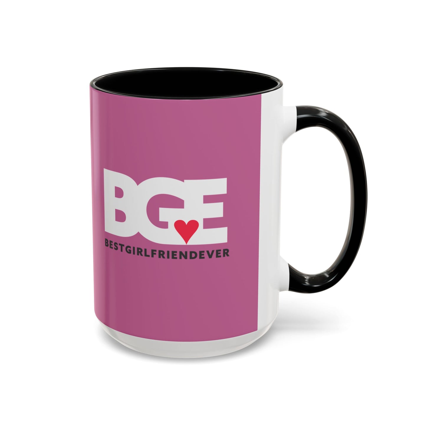 BGE – Best Girlfriend Ever Coffee Mug — Pink Heart Design (11/15 oz)