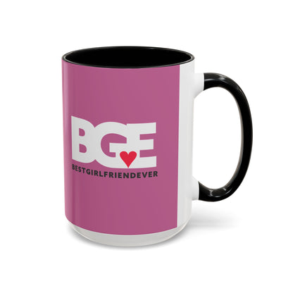 BGE – Best Girlfriend Ever Coffee Mug — Pink Heart Design (11/15 oz)
