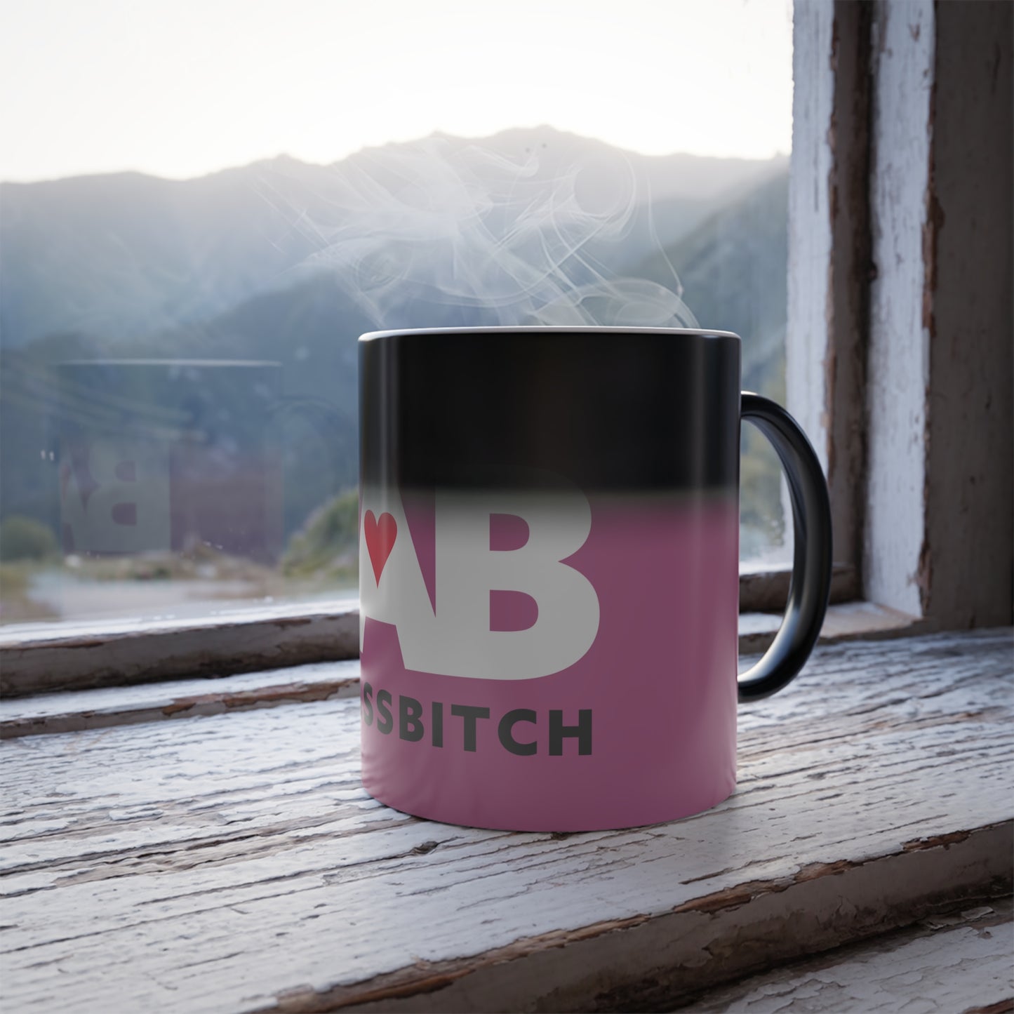 BAB – Bad Ass Bitch Color Changing Mug — 11oz Pink Heart Design