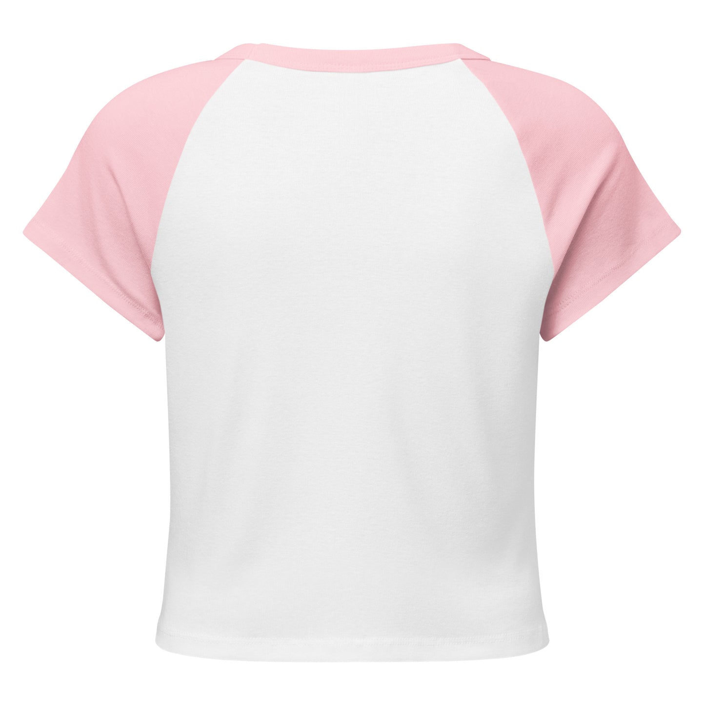 BAB Badass raglan baby tee in pink and white with red heart graphic  –  back view