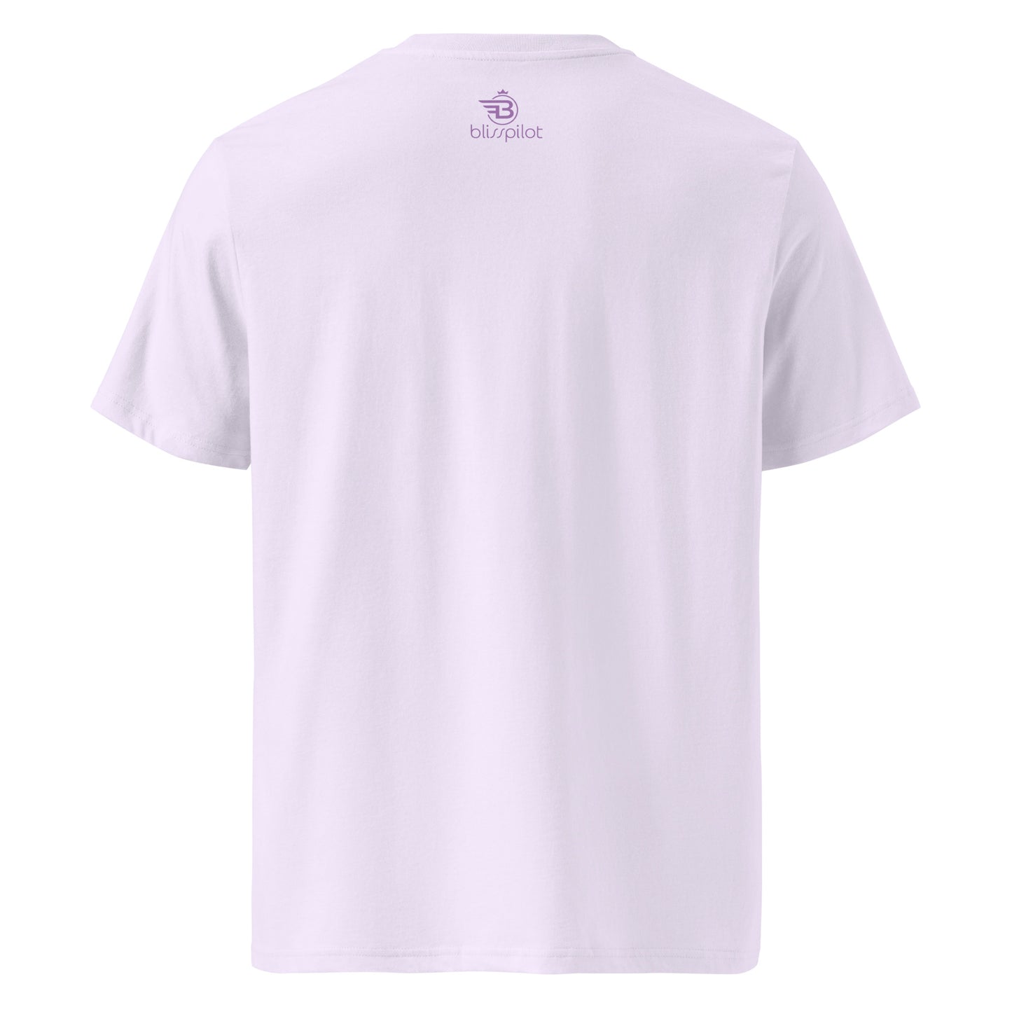 TFU Total Unit organic cotton Lavender tee with red heart graphic – back view