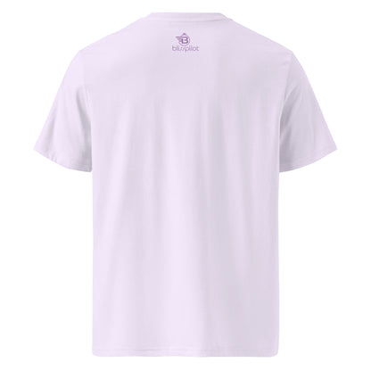 TFU Total Unit organic cotton Lavender tee with red heart graphic – back view