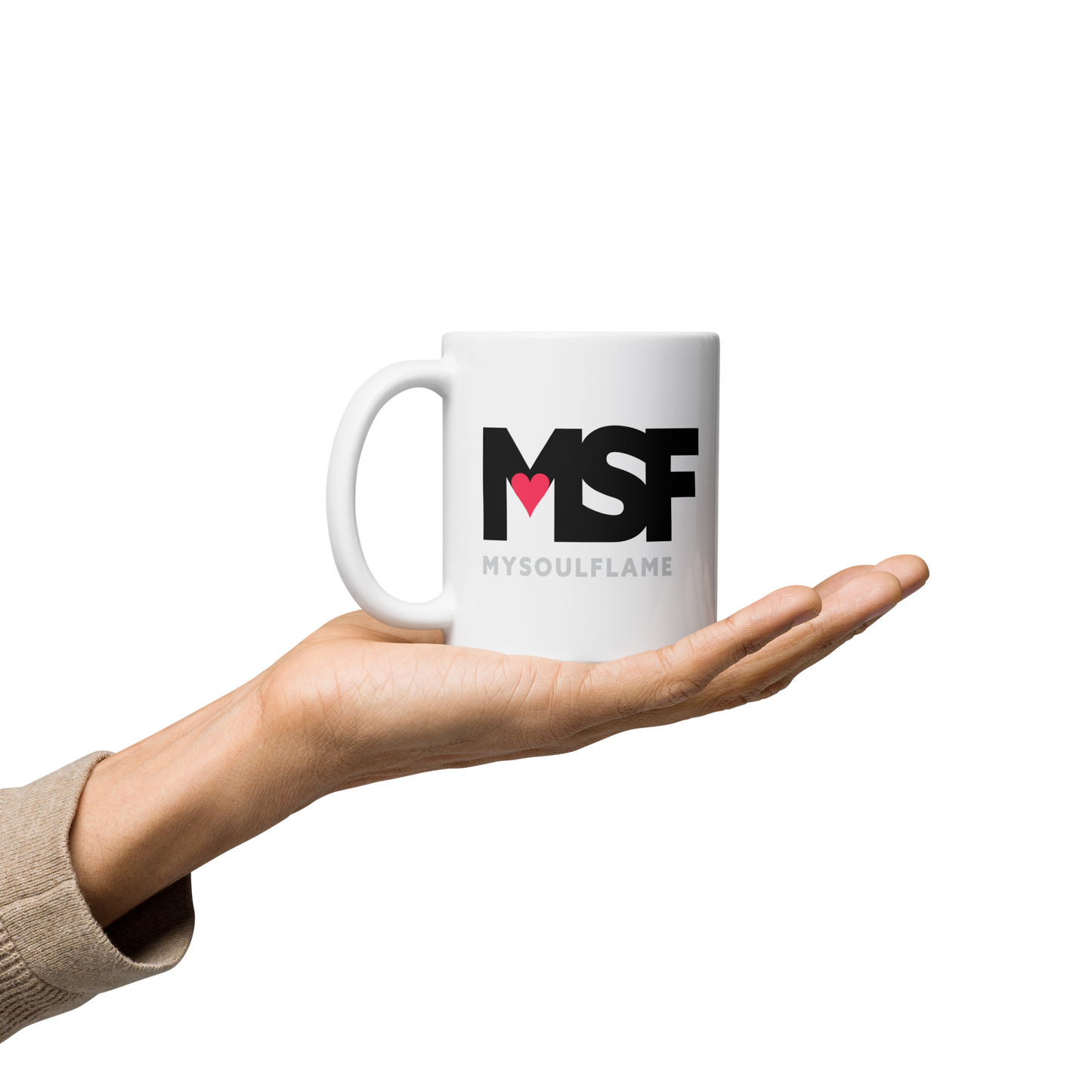 White glossy mug MSF – My Soul Flame