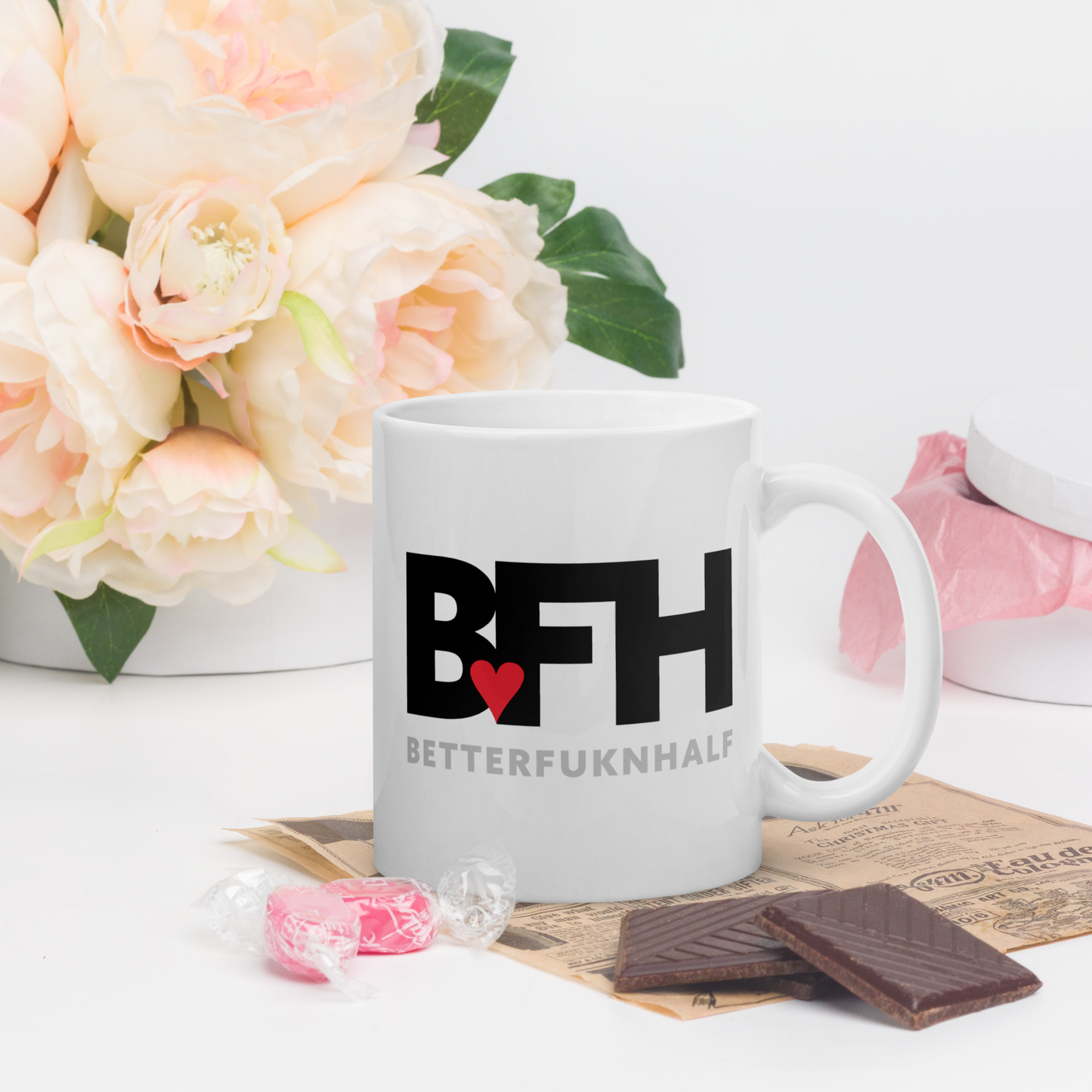 White glossy mug BFH – Better Fukn Half