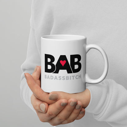BAB – Bad Ass Bitch White glossy mug