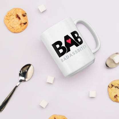 BAB – Bad Ass Bitch White glossy mug