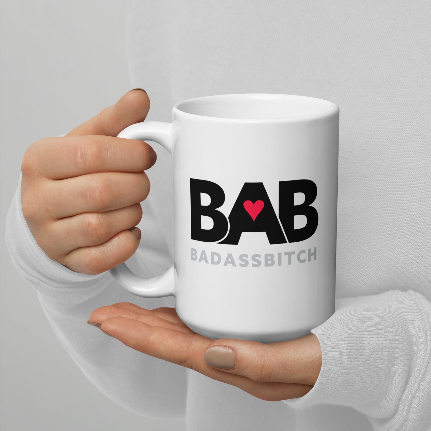 BAB – Bad Ass Bitch White glossy mug