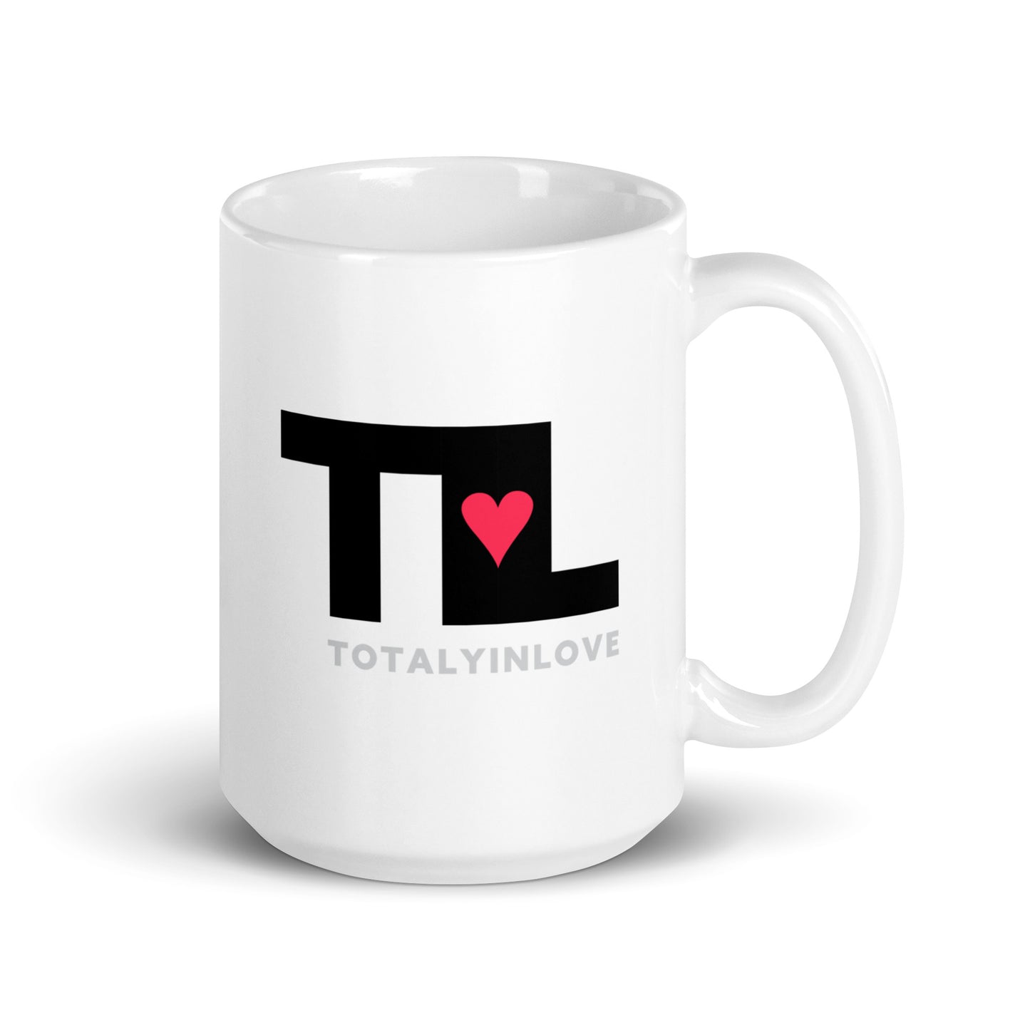 White glossy mug TIL – Totally in Love