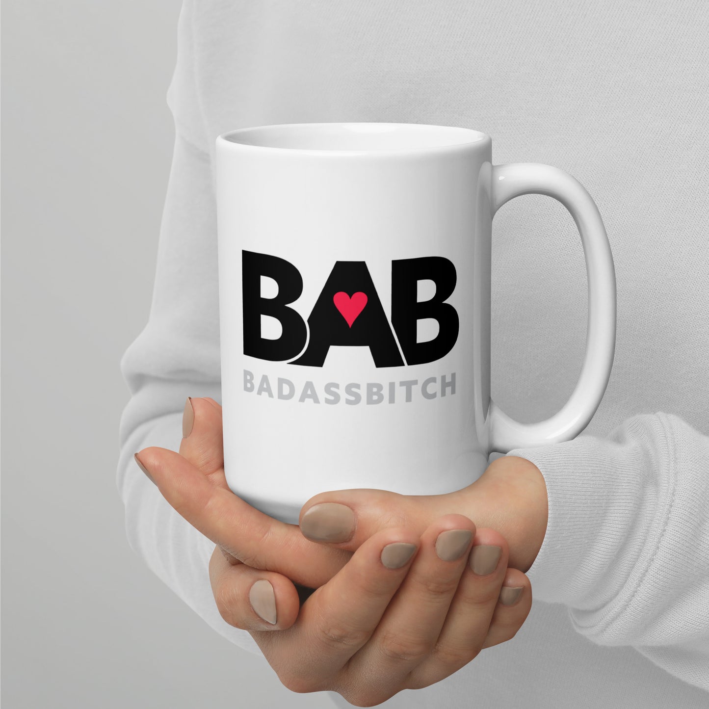 BAB – Bad Ass Bitch White glossy mug