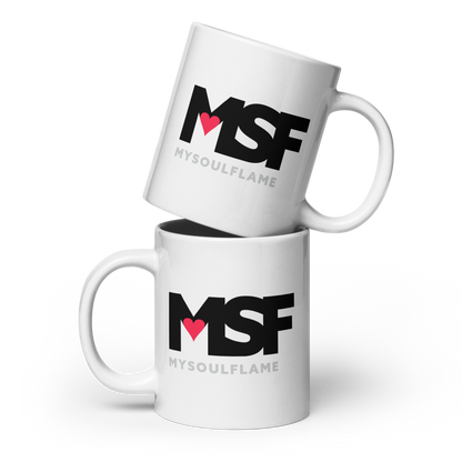 White glossy mug MSF – My Soul Flame