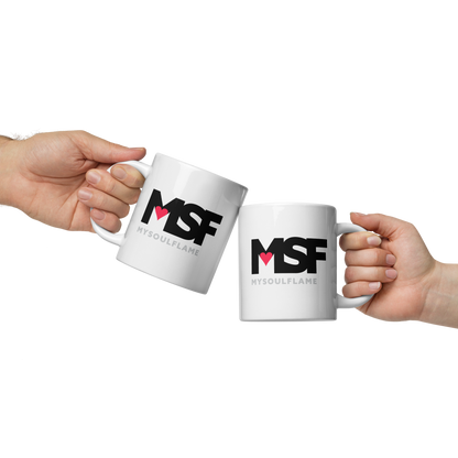 White glossy mug MSF – My Soul Flame