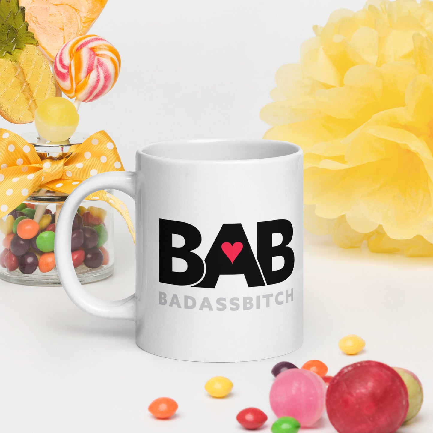 BAB – Bad Ass Bitch White glossy mug